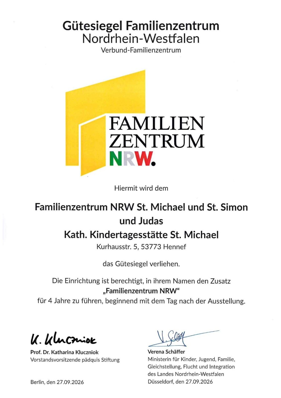 2026-03 FamZ NRW Gütesiegel St. Michael