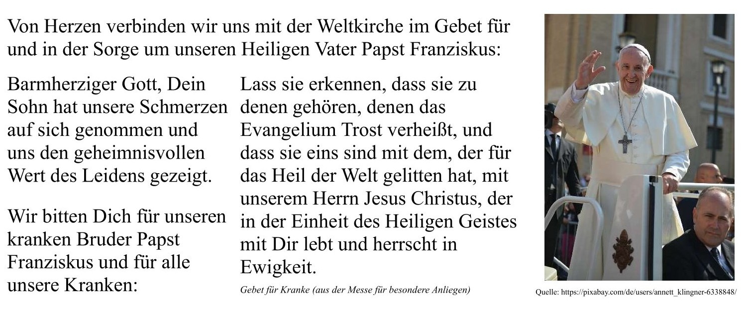 Gebet für Papst Franziskus (c) https://pixabay.com/de/users/annett_klingner-6338848/