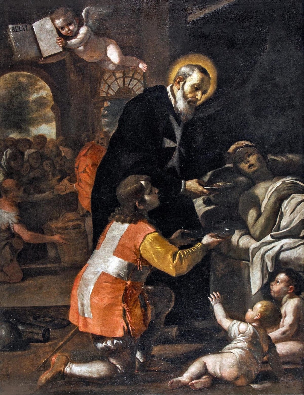Gerhard bei der Krankenpflege | Mattia Preti, Gemälde im Oratorium des Heiligen Johannes des Täufers, St. John's Co-Cathedral, Valletta, um 1680 (c) © Bild: www.stjohnscocathedral.com